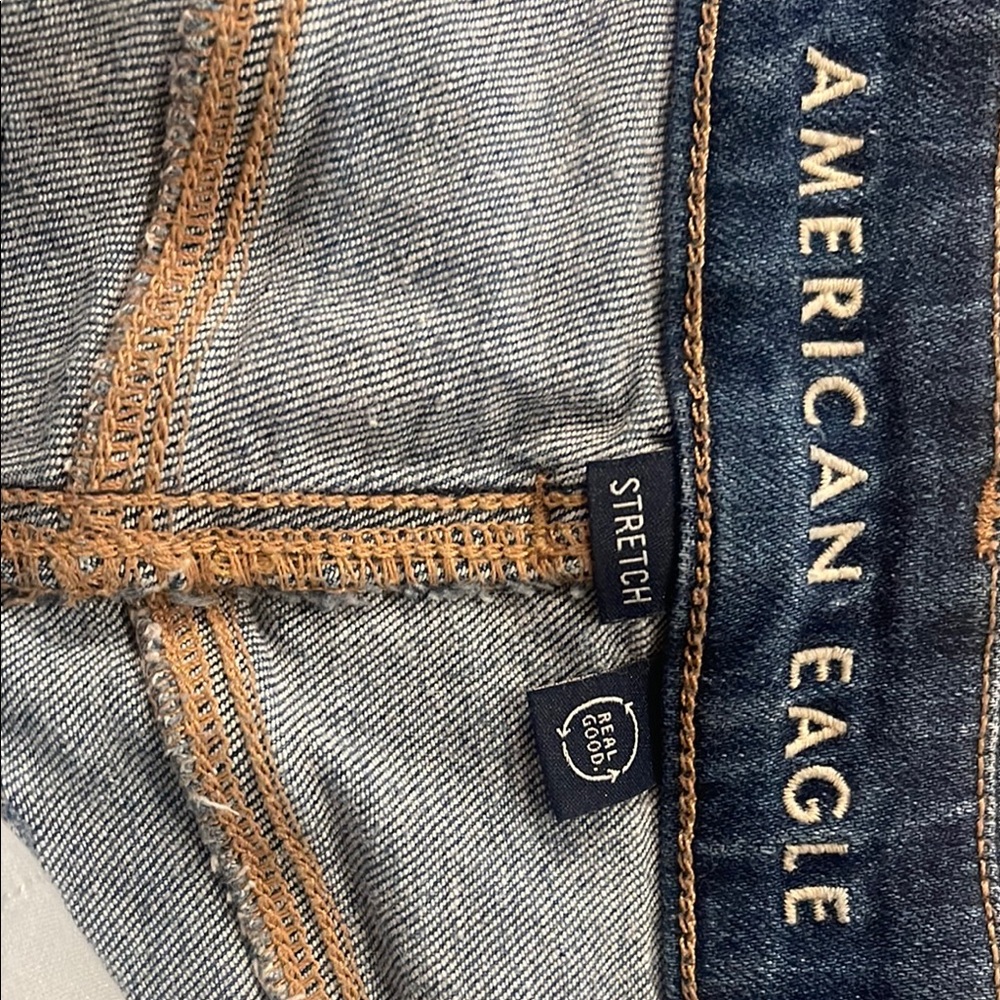 American Eagle Outfitters Blue Jean Shorts Distressed High-Waisted - Picture 3 of 5
